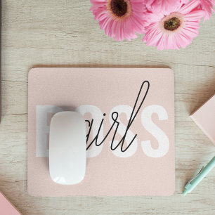 Moderne Pastellrosa Mädchen-Boss-Phrase Mousepad