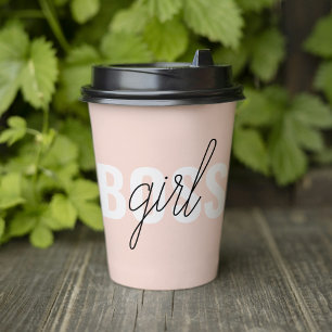 Moderne Pastellrosa Mädchen-Boss-Phrase Pappbecher