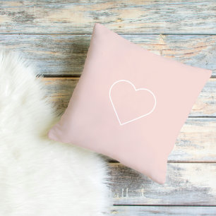 Moderne Pastellrosa & Minimalistisches Herz Hübsch Kissen