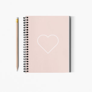 Moderne Pastellrosa & Minimalistisches Herz Lieben Notizblock