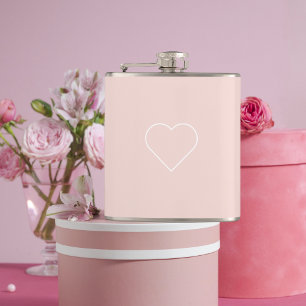 Moderne Pastellrosa & Minimalistisches Herz Schöne Flachmann