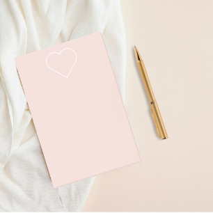 Moderne Pastellrosa & Minimalistisches Herz Schöne Post-it Klebezettel