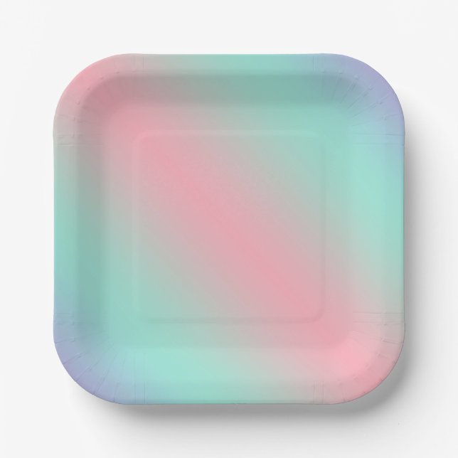 Moderne Pastellrosa-Mint-Purple-Gradient Pappteller (Vorderseite)