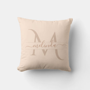 Moderne Pastellrosa-Monogramm-Schriftzug Feminine Kissen