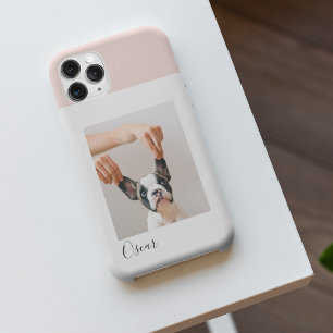 Moderne pastellrosa Rahmen   Persönliches Hundetea iPhone 11Pro Max Hülle