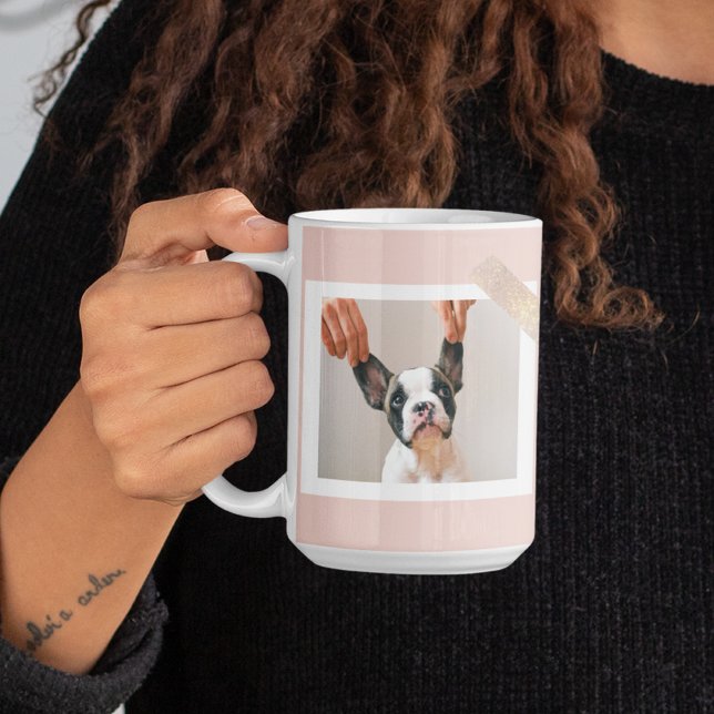 Moderne pastellrosa Rahmen | Persönliches Hundetea Kaffeetasse (Von Creator hochgeladen)