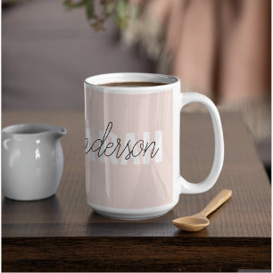 Moderne Pastellrosa Schönheit Personalisierter Ihr Zweifarbige Tasse