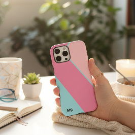 Moderne Pastellrosa und Blaue Abstrakte Monogrammi iPhone 16 Pro Max Hülle
