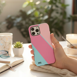 Moderne Pastellrosa und Blaue Abstrakte Monogrammi iPhone 16 Pro Max Hülle
