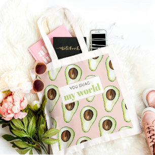 Moderne Pastellrosa und grüne Avocado Lustiges Zit Tragetasche