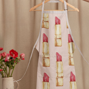 Moderne Pastellrosa und rote Lippenstift Muster Mä Schürze