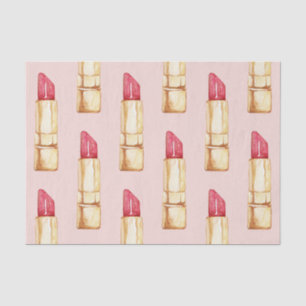 Moderne Pastellrosa und rote Lippenstift Muster Mä Seidenpapier