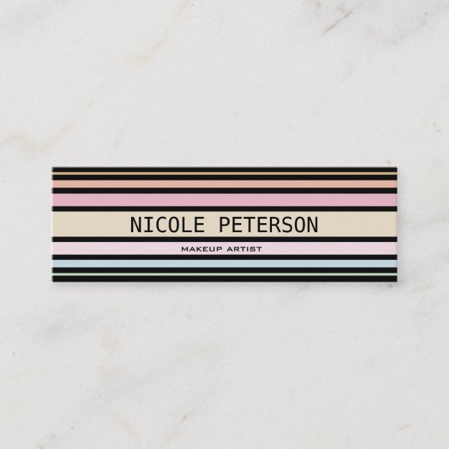 moderne Pastellstreifen Mini Visitenkarte (Vorderseite)