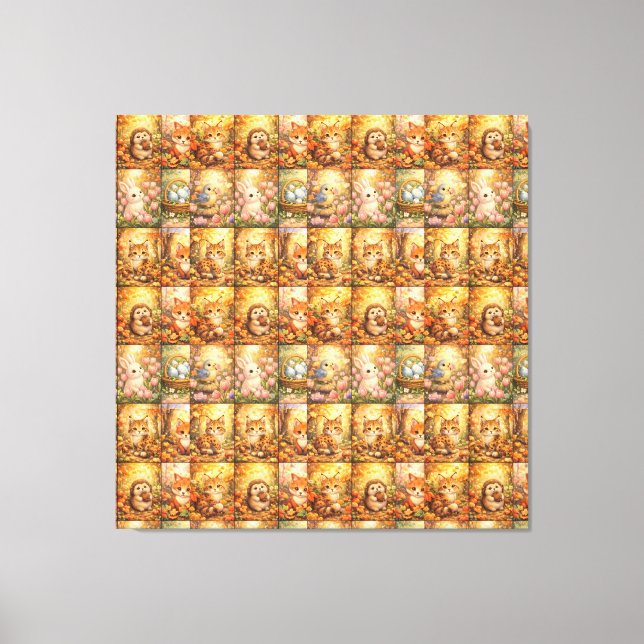 Moderne Patchwork-Muster-Collage Leinwanddruck (Vorderseite)
