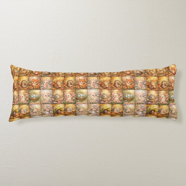 Moderne Patchwork-Muster-Collage Seitenschläferkissen (Vorderseite)
