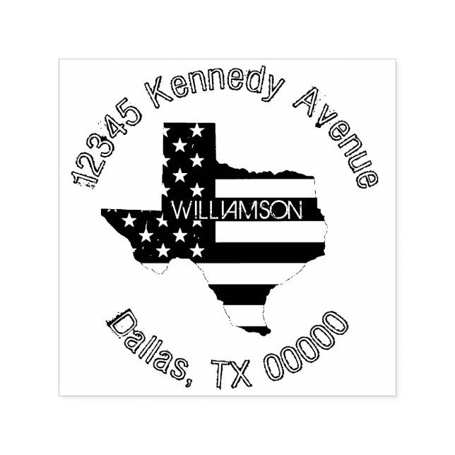 Moderne Patriotic Texas Flag Familie Rücksendeadre Permastempel (Design)