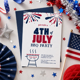 Moderne patriotische 4. Juli BBQ-Party-Einladung Einladung