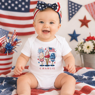 Moderne patriotische Eis-am-Stiel-Personalisierte Baby Strampler