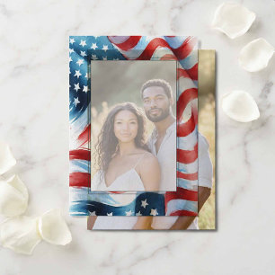 Moderne patriotische Hochzeitseinladung mit Vellum