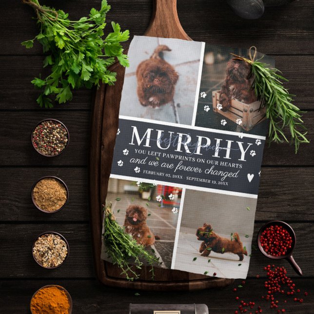 Moderne Päw druckt Personalisiertes Pet-Memorial-F Geschirrtuch (Von Creator hochgeladen)