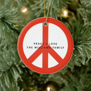 Moderne Peace Liebe Individuell gestaltbare Foto-F Keramik Ornament