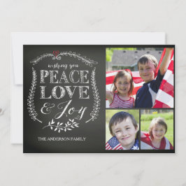 Moderne Peace Liebe Joy Chalkboard Feiertagskarte