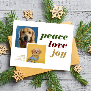 Moderne Peace Liebe Joy Foto Dog Holidays Postkarte