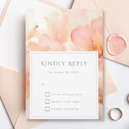 Moderne Peach-Blume Hochzeit RSVP Karte