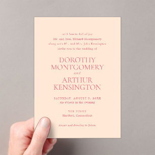 Moderne Peach Elegante Wedding Acryleinladungen