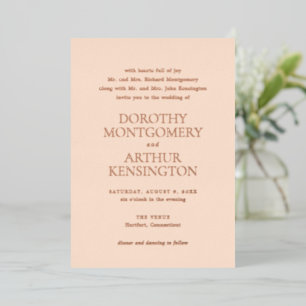 Moderne Peach Elegante Wedding Folieneinladung