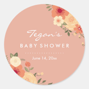 Moderne Peach Floral Baby Shooting Stickers