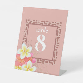 Moderne Peach Floral Design Hochzeitsstimmung Tisc Sockelschild