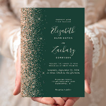 Moderne Peach Glitzer Edge Emerald Green Wedding