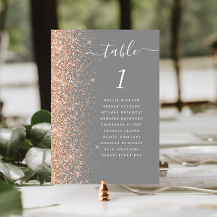 Moderne Peach Glitzer Gray Wedding Tischnummer