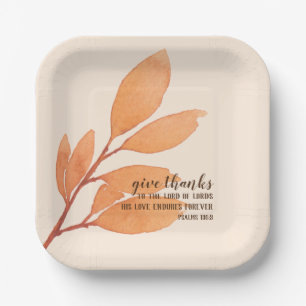 Moderne Peach Gold Wasserfarbe Dankeschön Drehbuch Pappteller