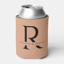 Moderne Peach Wedding Can Cooler/Coozie