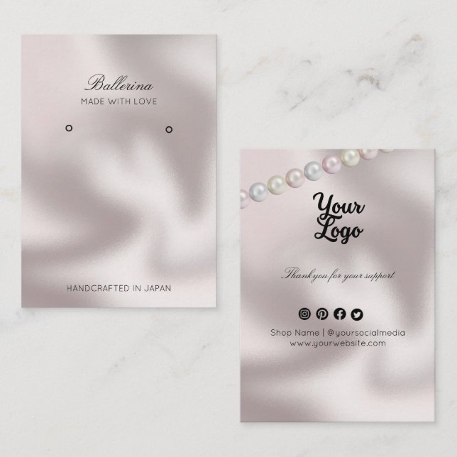 Moderne Pearl Background Ohrringe Business Card Visitenkarte (Vorne/Hinten)
