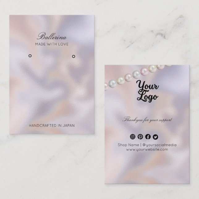 Moderne Pearl Background Ohrringe Business Card Visitenkarte (Vorne/Hinten)