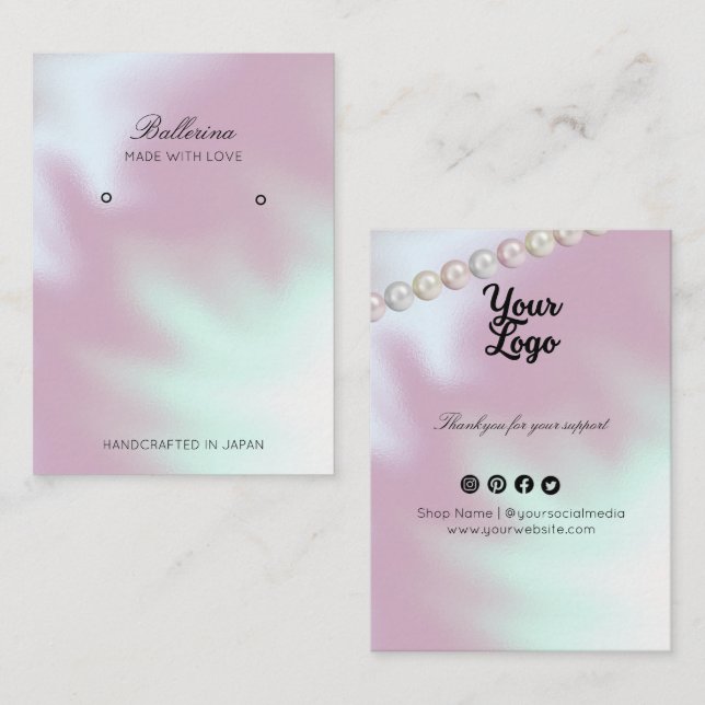 Moderne Pearl Background Ohrringe Business Card Visitenkarte (Vorne/Hinten)
