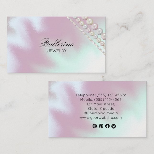 Moderne Pearl Pattern Business Card Visitenkarte (Vorne/Hinten)