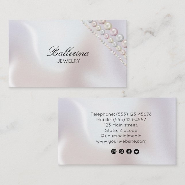 Moderne Pearl Pattern Business Card Visitenkarte (Vorne/Hinten)