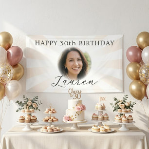 Moderne Pearl Sunburst Foto-Meilenstein-Geburtstag Banner