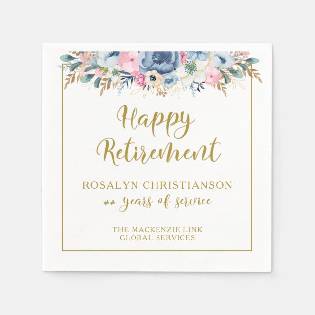 Moderne Pension Elegantes Script Gold Floral Serviette (Vorderseite)