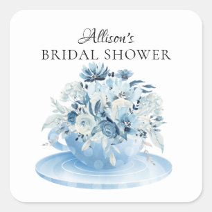 Moderne Peony Floral Bridal Dusche Teatro Piazza d Quadratischer Aufkleber