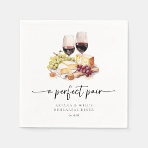 Moderne perfekte Paar-Aquarell-Wein & Käse Serviette