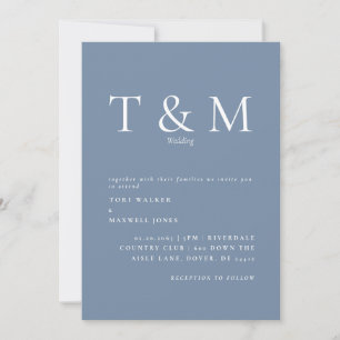 Moderne Periwinkle Monogram No Parents Wedding Einladung