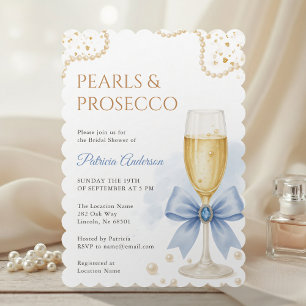 Moderne Perlen & Prosecco-Brautjungfern-Einladung Einladung