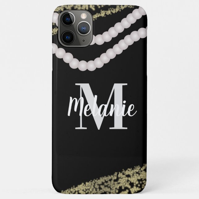 Moderne Perlen und Glitter Name Case-Mate iPhone Hülle (Rückseite)