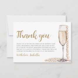 Moderne Perlen und Prosecco Brautparty Dankeskarte