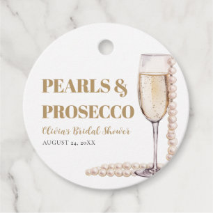Moderne Perlen und Prosecco Brautparty Geschenkanhänger